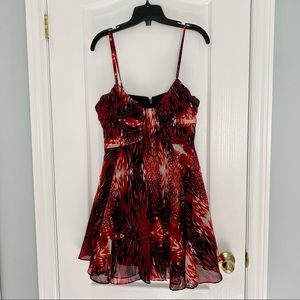 Bebe Red Flowy Summer Dress. Size 4/Small.